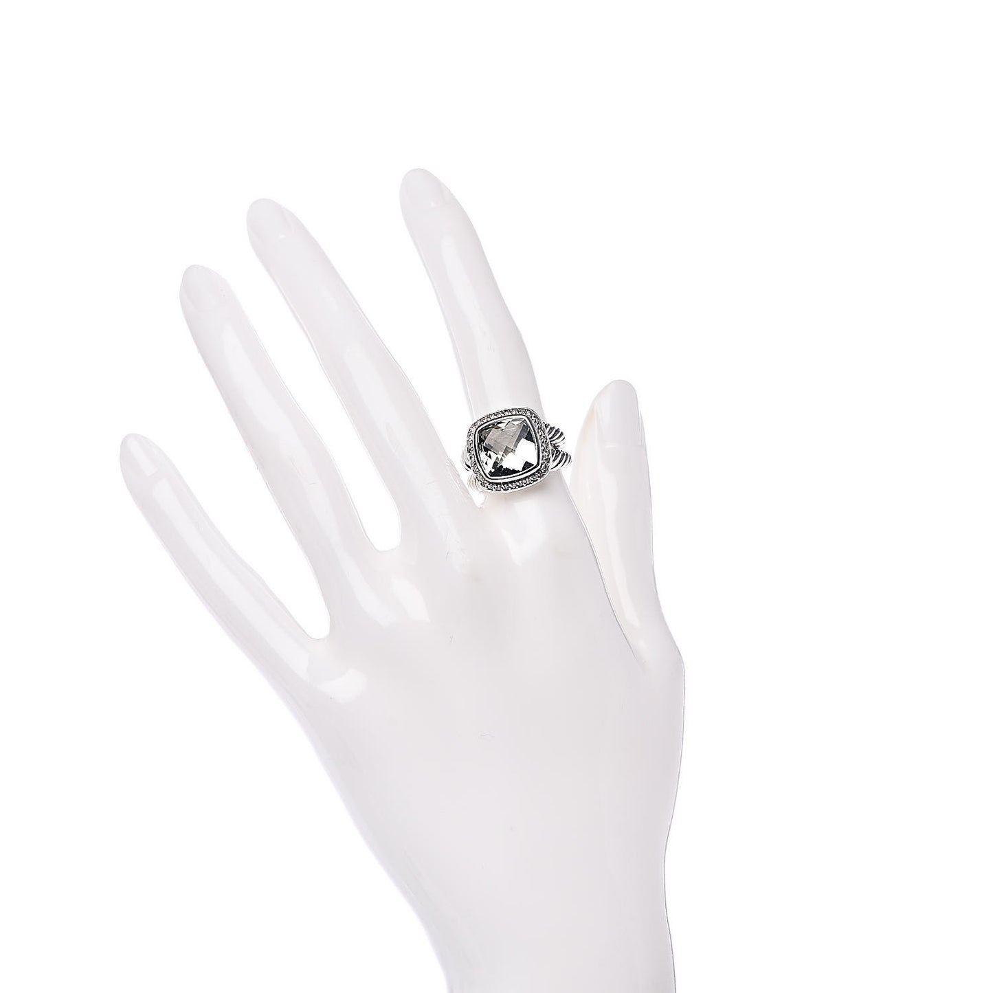 Sterling Silver Diamond Prasiolite 11mm Albion Ring 52 6