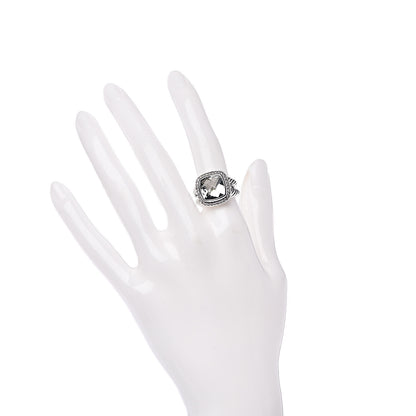 David Yurman Sterling Silver Diamond Prasiolite 11mm Albion Ring 52 6 2 of 5