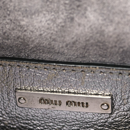 Miu Miu Goatskin Madras Soft Calfskin Crystal Embellished Dahlia Shoulder Bag Chrome 6 of 13