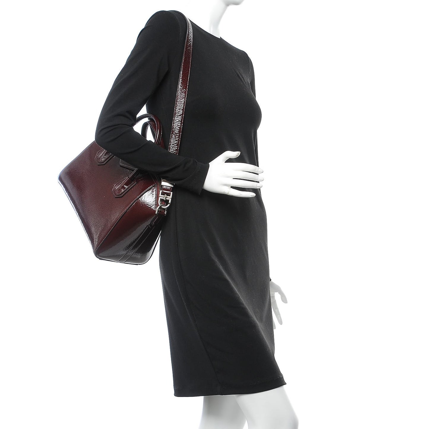 Crinkled Patent Calfskin Small Antigona Aubergine