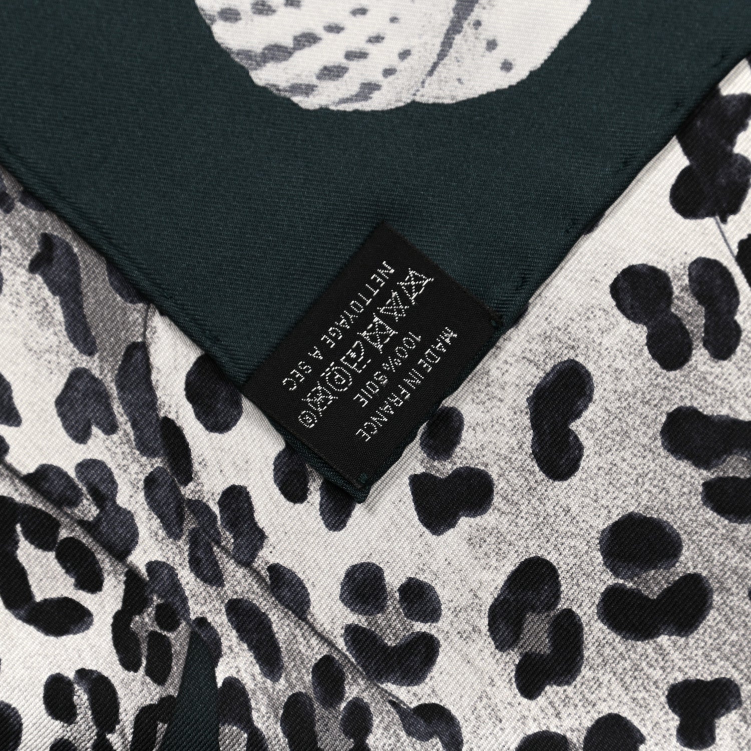 Hermes Silk Twill Lazy Leopardesses Scarf 90 Vert Black Gris 3 of 6