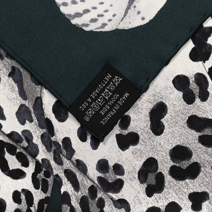 Hermes Silk Twill Lazy Leopardesses Scarf 90 Vert Black Gris 3 of 6
