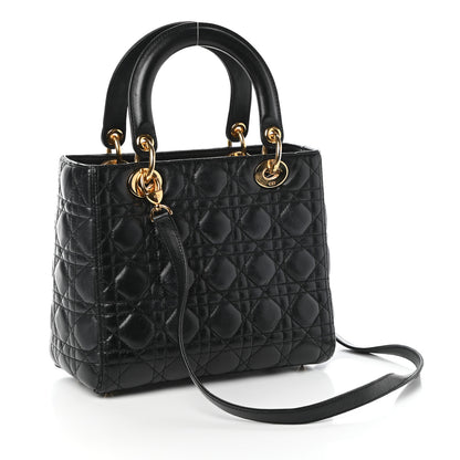 Christian Dior Lambskin Cannage Medium Lady Dior Black 3 of 9