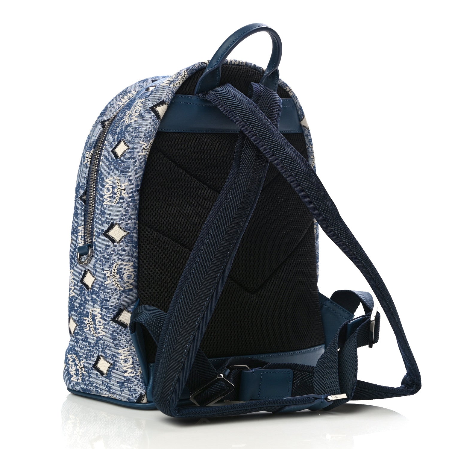MCM Jacquard Monogram Small Backpack Blue 3 of 9