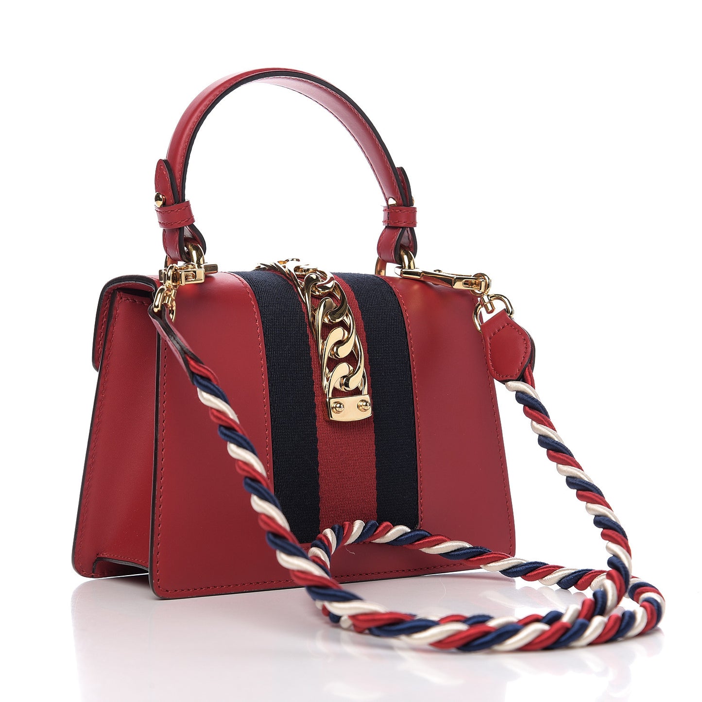 Calfskin Mini Sylvie Top Handle Bag Hibiscus Red