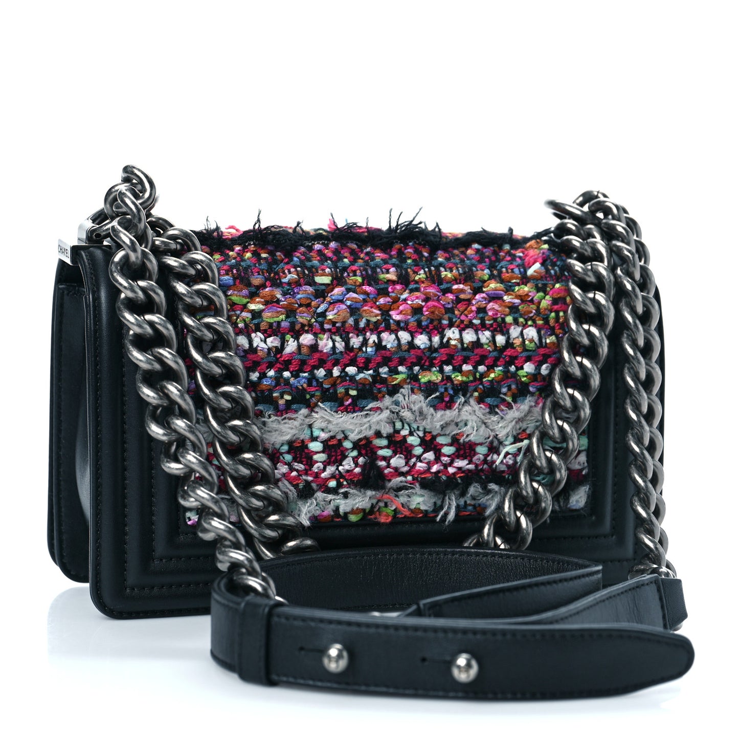 Tweed Calfskin Small Boy Flap Multicolor