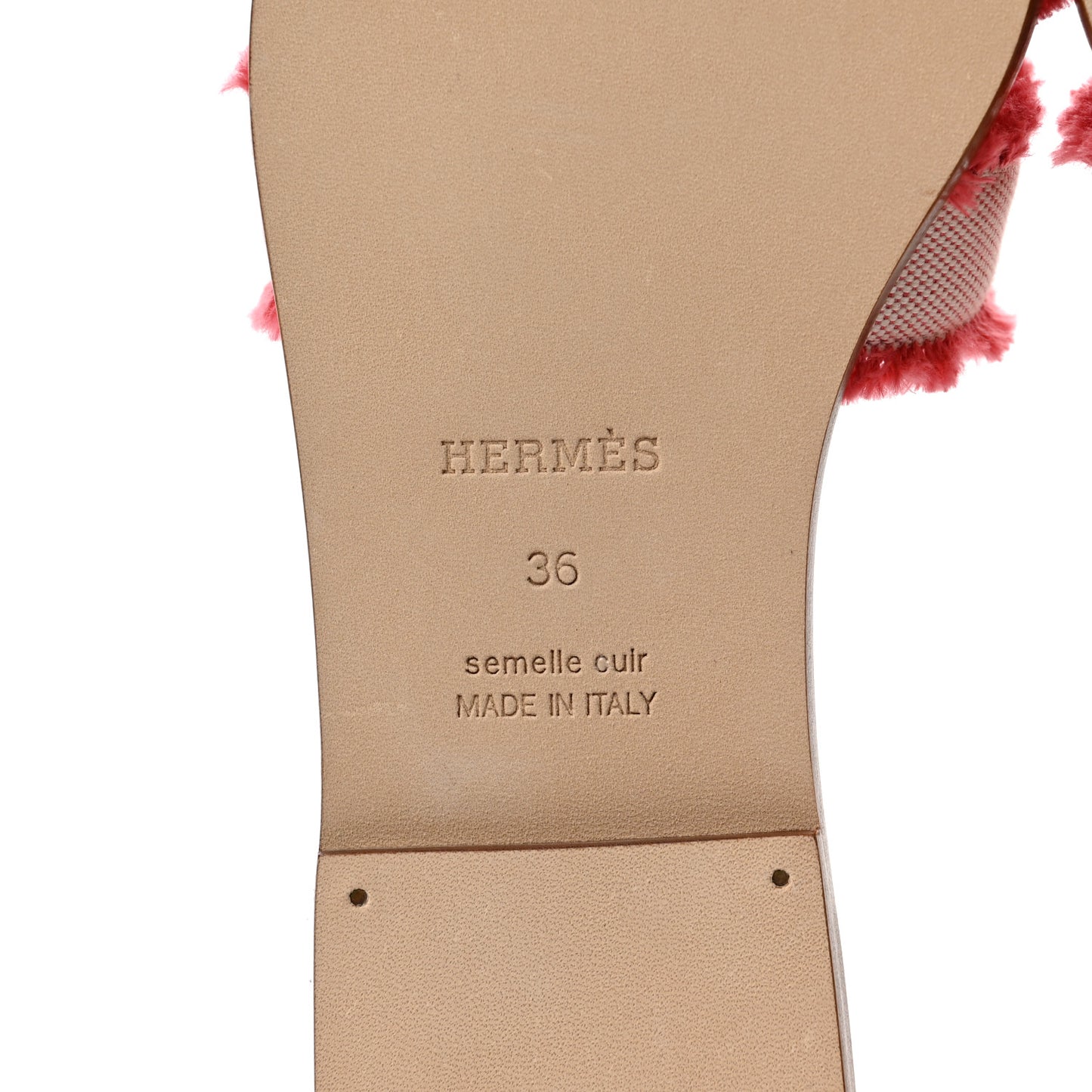 Toile H Oran Fringe Sandals 36 Framboise