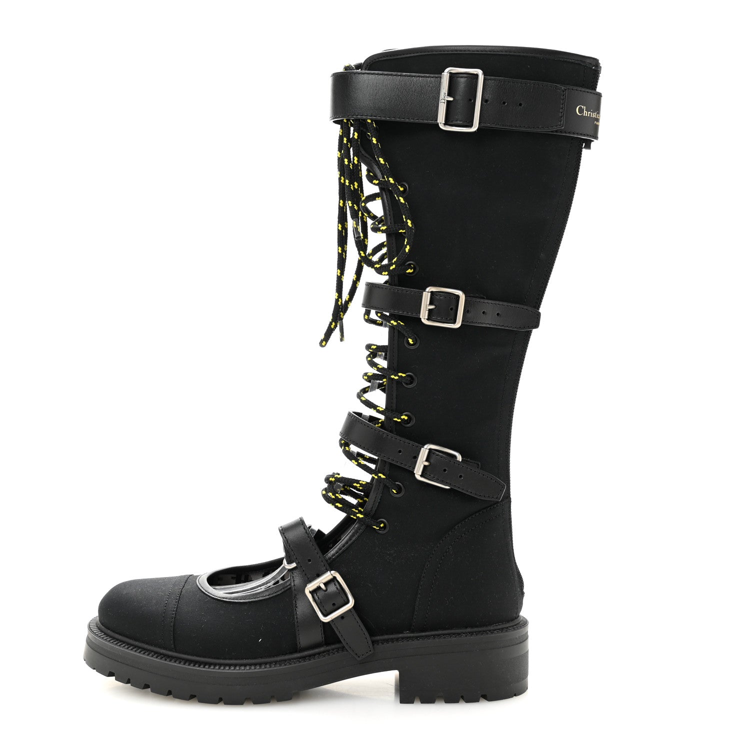 Christian Dior Technical Fabric Dioranger Lace Up High Boots 39.5 Black 1 of 8