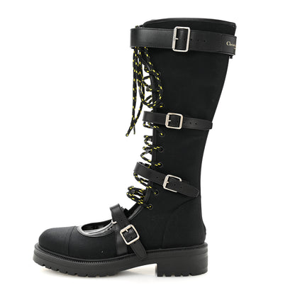 Christian Dior Technical Fabric Dioranger Lace Up High Boots 39.5 Black 1 of 8