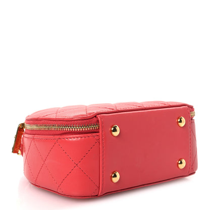 Chanel Lambskin Quilted Small Chic Riviera Top Handle Vanity Case Red 4 of 10