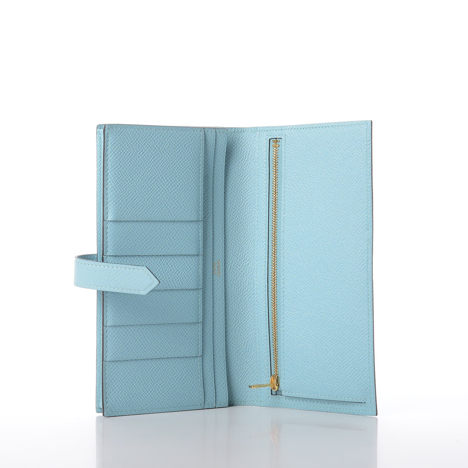 Hermes Epsom Bearn Gusset Wallet Bleu Atoll 5 of 9