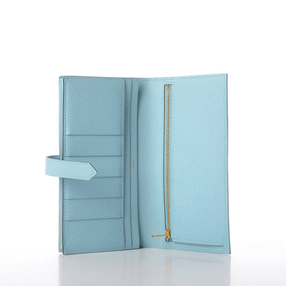 Hermes Epsom Bearn Gusset Wallet Bleu Atoll 5 of 9