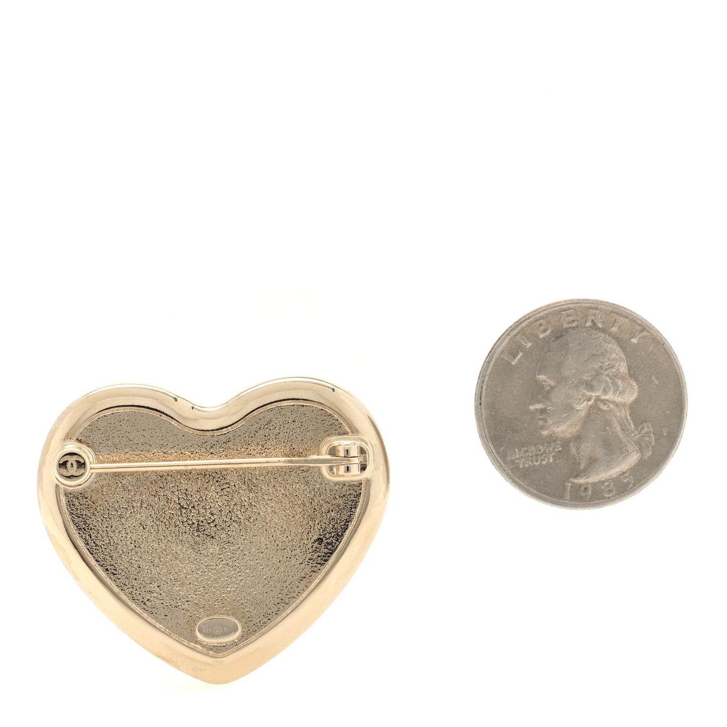Resin Crystal CC Heart Brooch Pearly White Gold