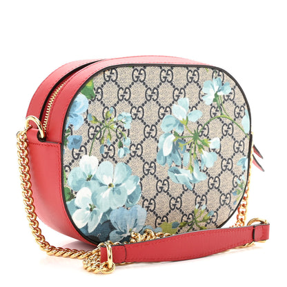 Gucci GG Supreme Monogram Blooms Mini Chain Shoulder Bag Beige Blue Navy Hibiscus Red 3 of 10