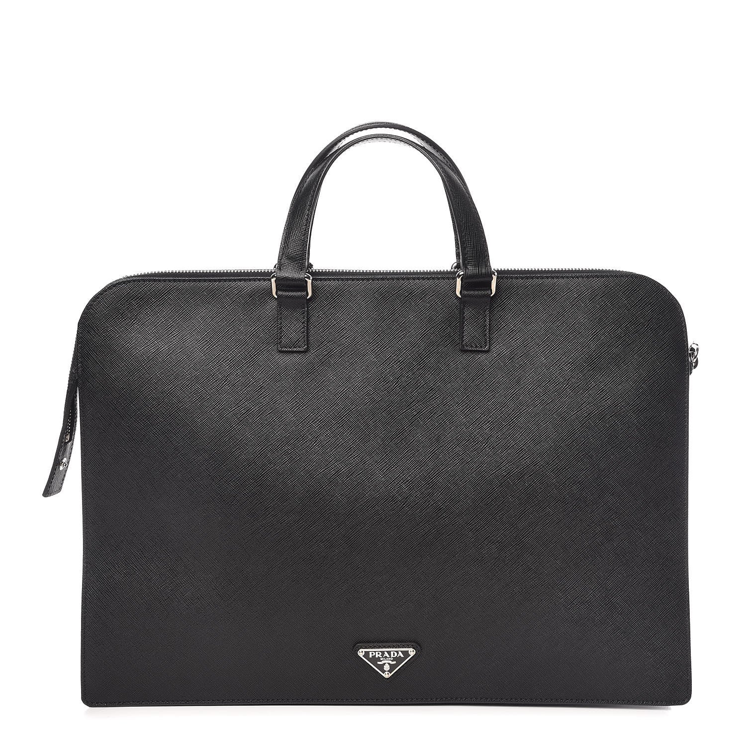 Prada Saffiano Travel Briefcase Black 1 of 16