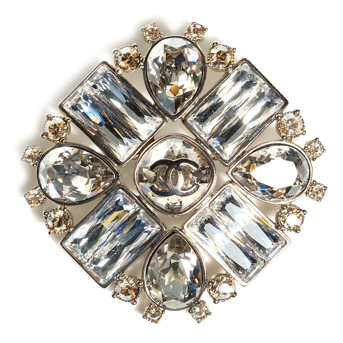 Baguette Crystal CC Brooch Silver