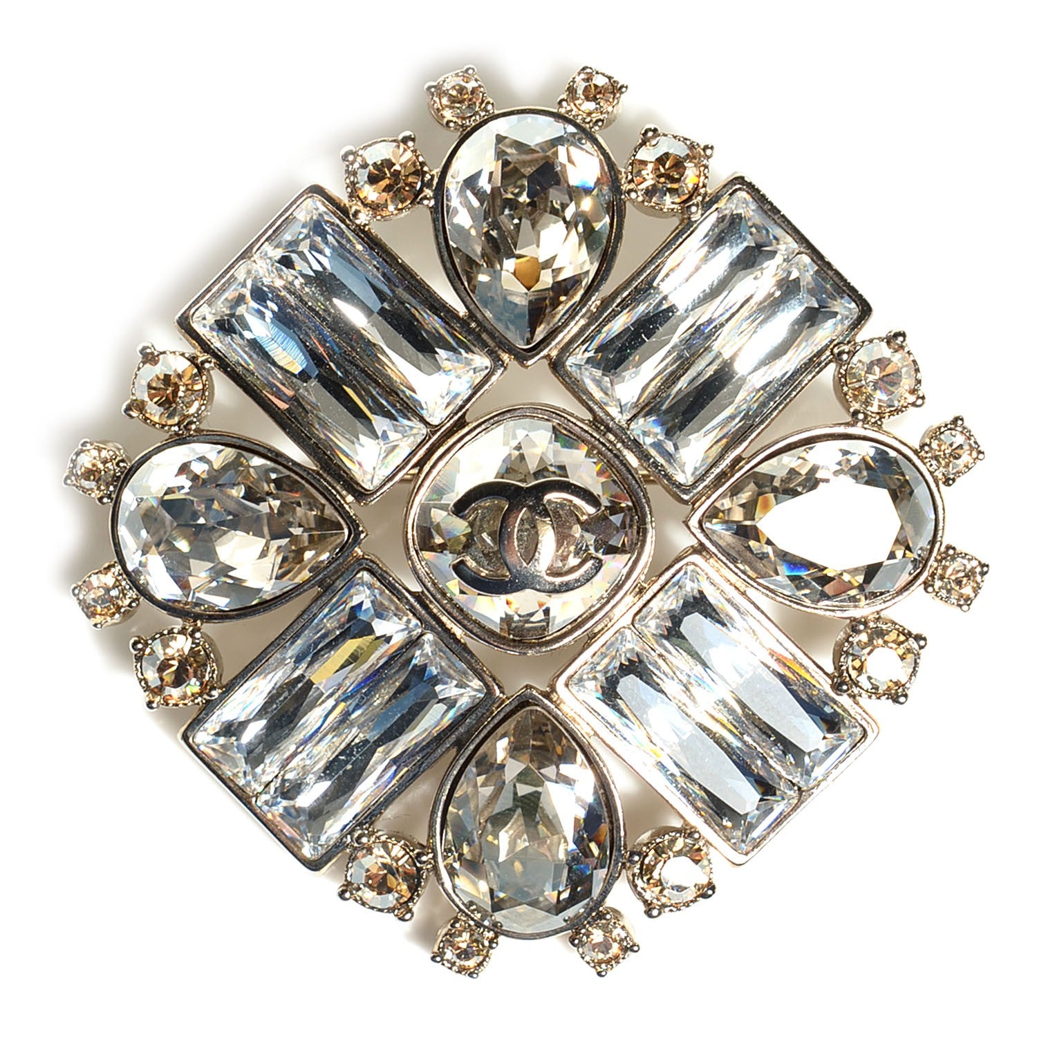 Chanel Baguette Crystal CC Brooch Silver 1 of 5