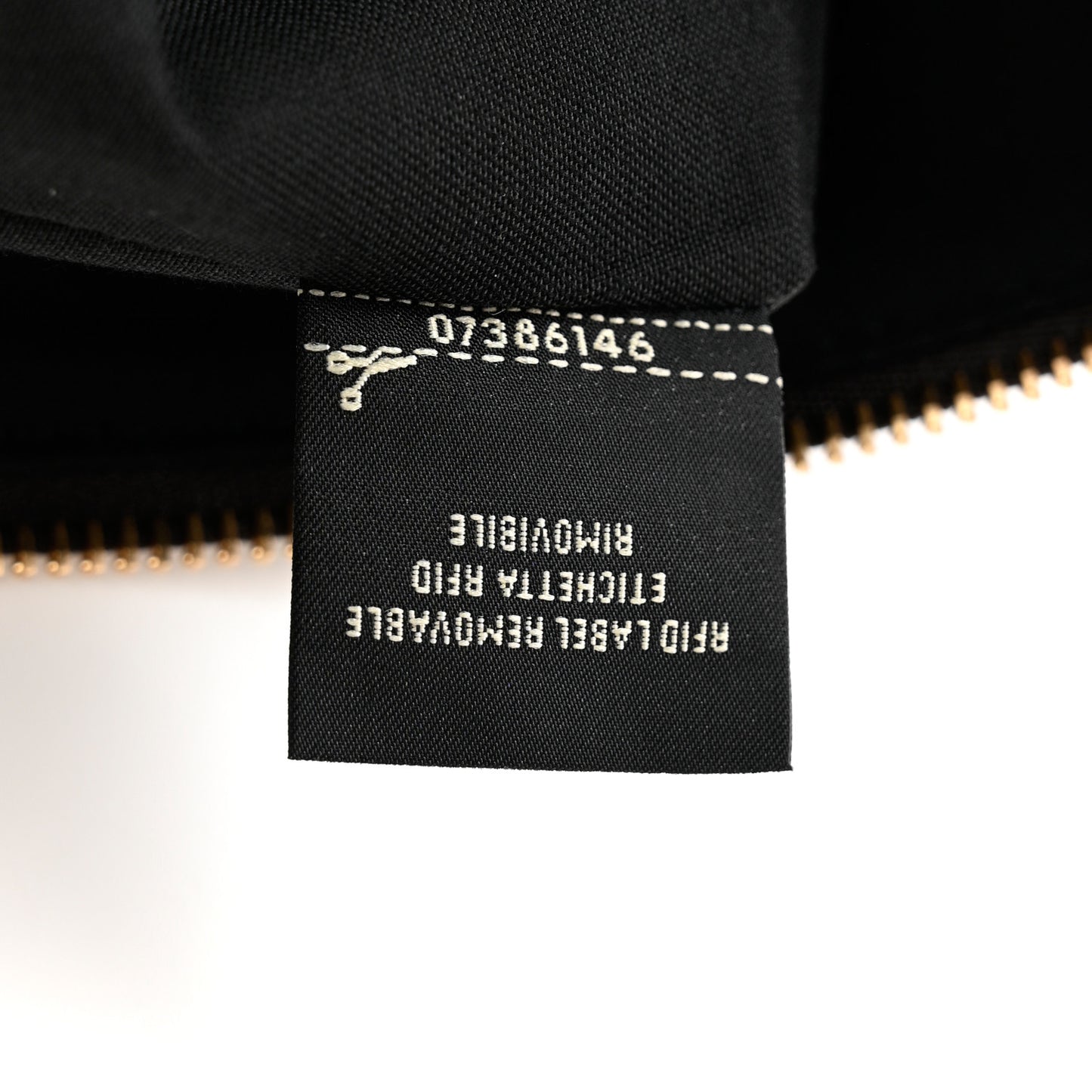 Glazed Fabric Vitello Century FF 1974 Stamp Patch Large Flat Pouch Mogano Panna Black