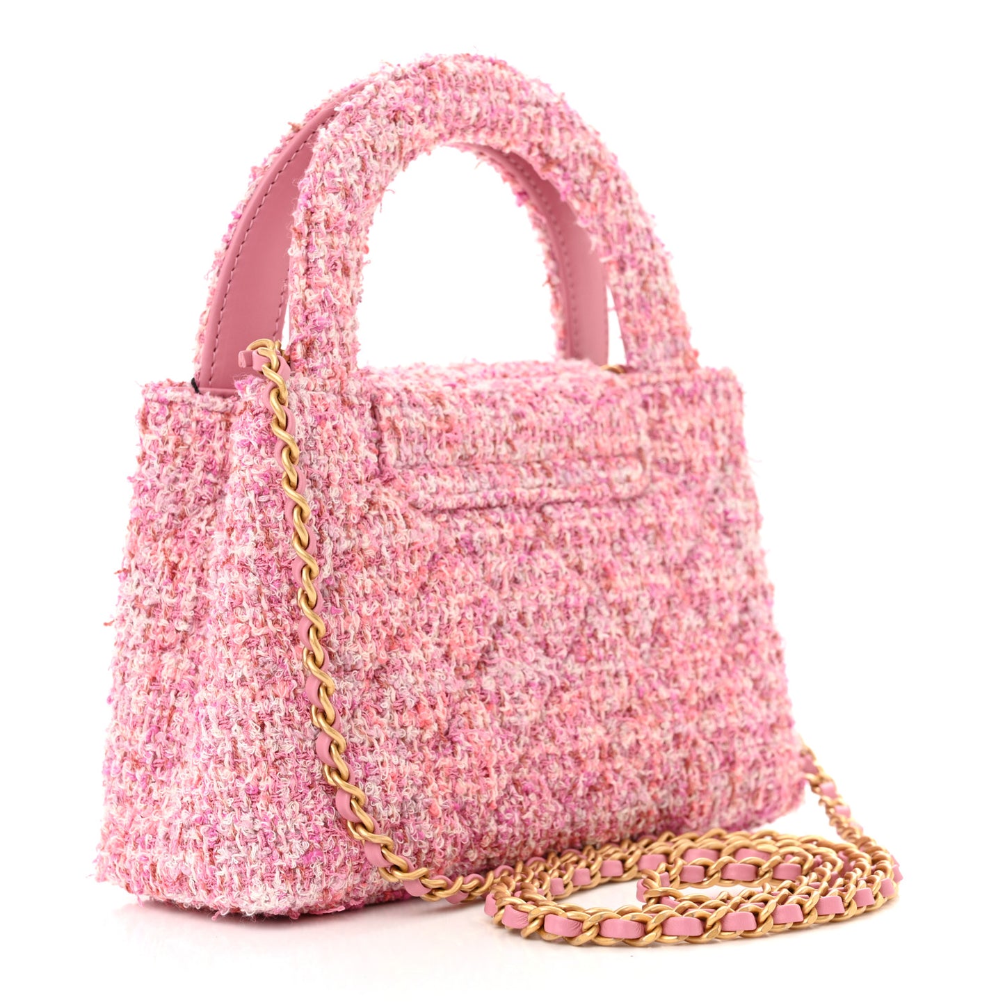 Tweed Quilted Nano Kelly Shopper Pink