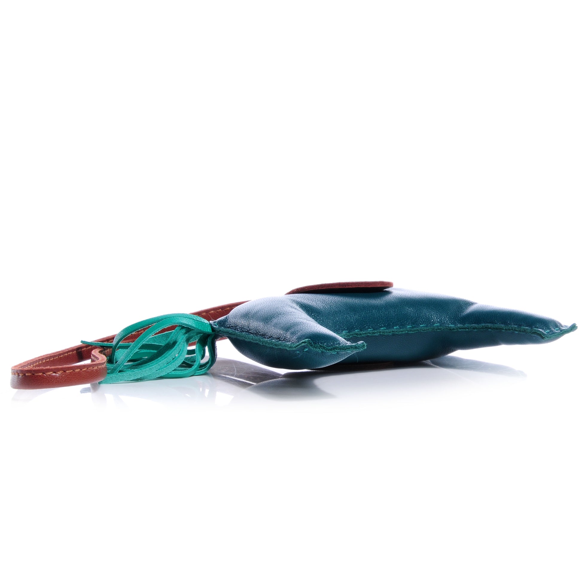 Hermes Milo Lambskin Grigri Rodeo Horse Bag Charm MM Malachite Menthe Fauve 4 of 5