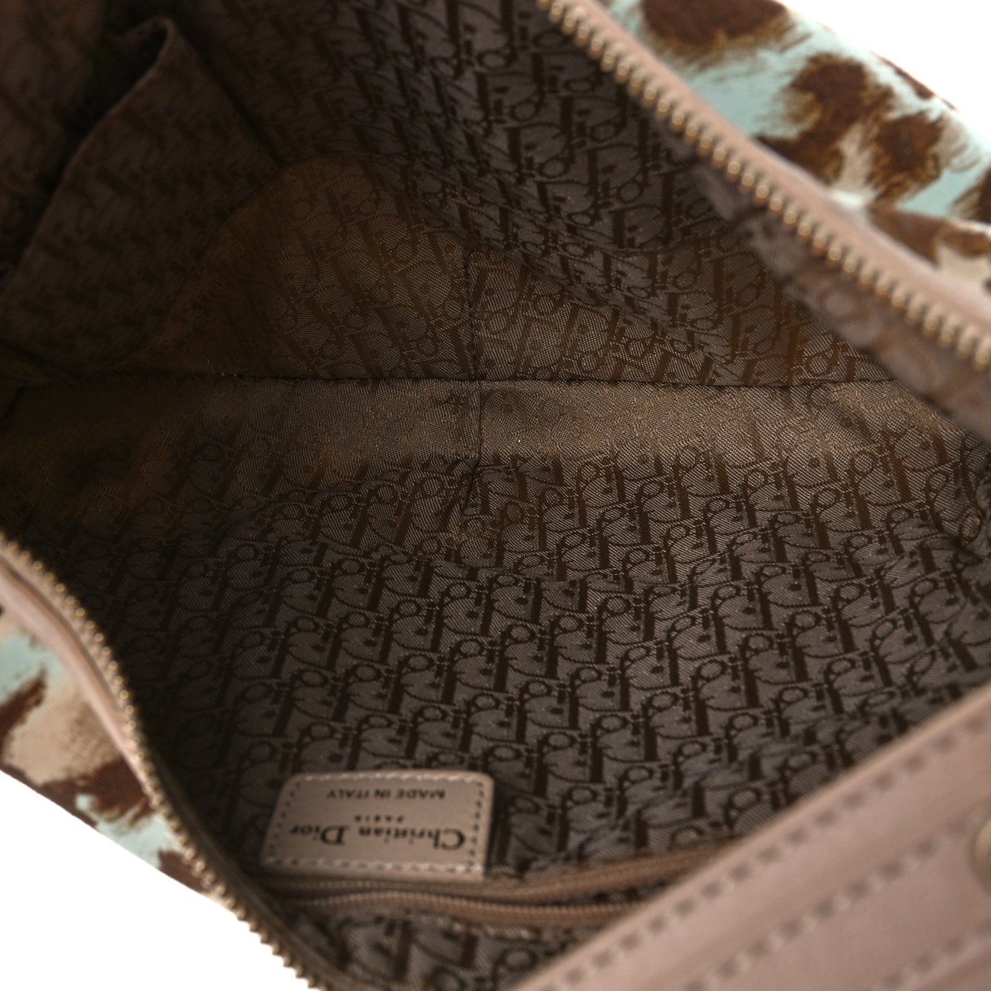 Canvas Leopard Print Buckle Hobo Beige