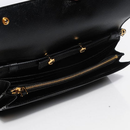 Prada Saffiano Metal Oro Chain Wallet Nero Black 7 of 18