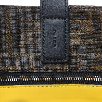 Fendi Glazed Fabric Vitello Century FF 1974 Roma Amor Tote Tobacco Moro Black Limone 10 of 13