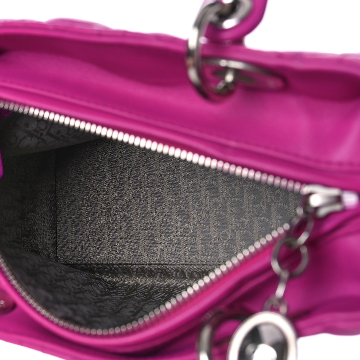 Lambskin Cannage Medium Lady Dior Fuchsia