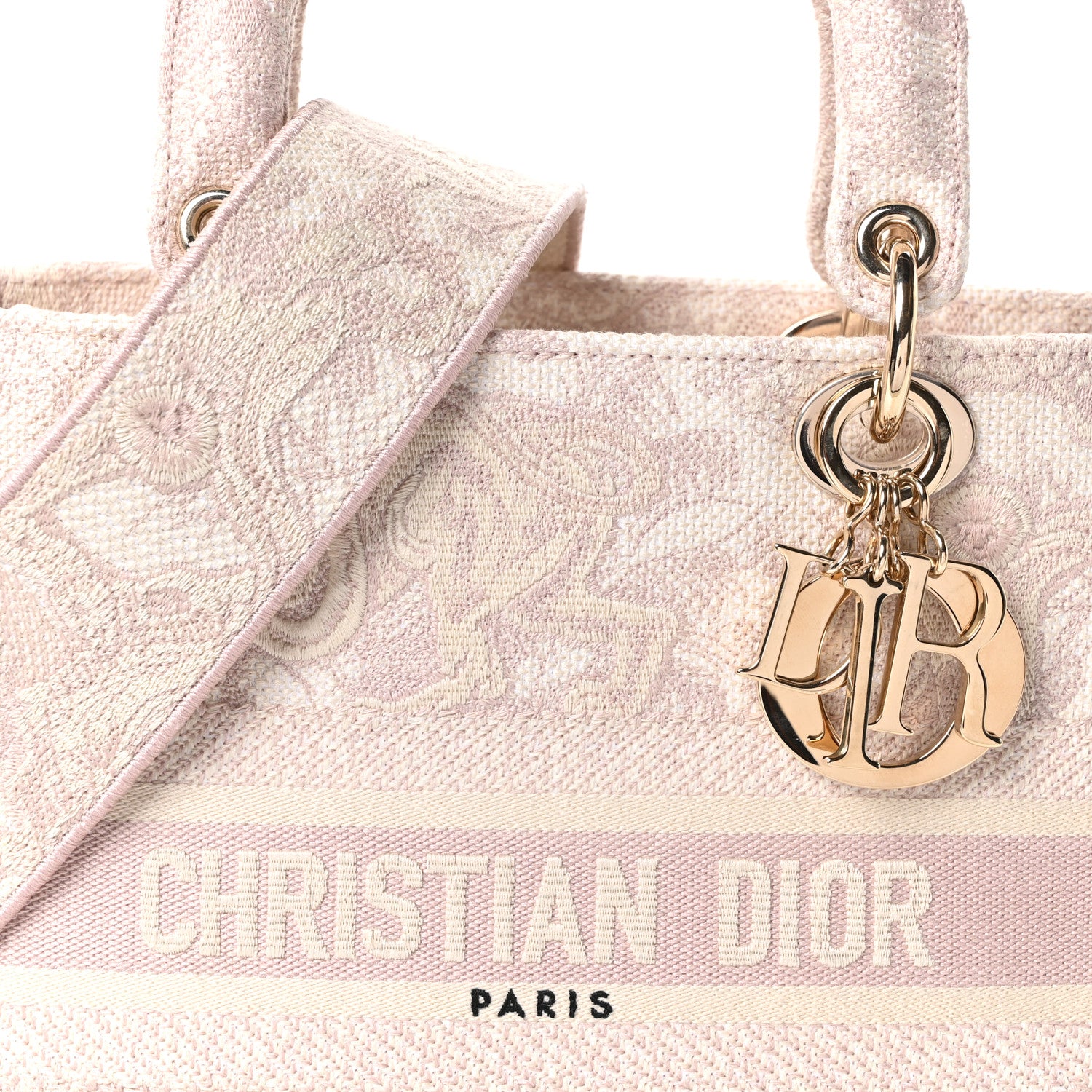 Christian Dior Canvas Toile De Jouy Embroidered Medium Lady D-Lite Rose 8 of 10