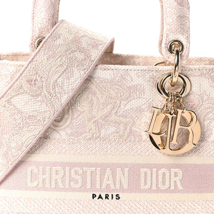 Christian Dior Canvas Toile De Jouy Embroidered Medium Lady D-Lite Rose 8 of 10