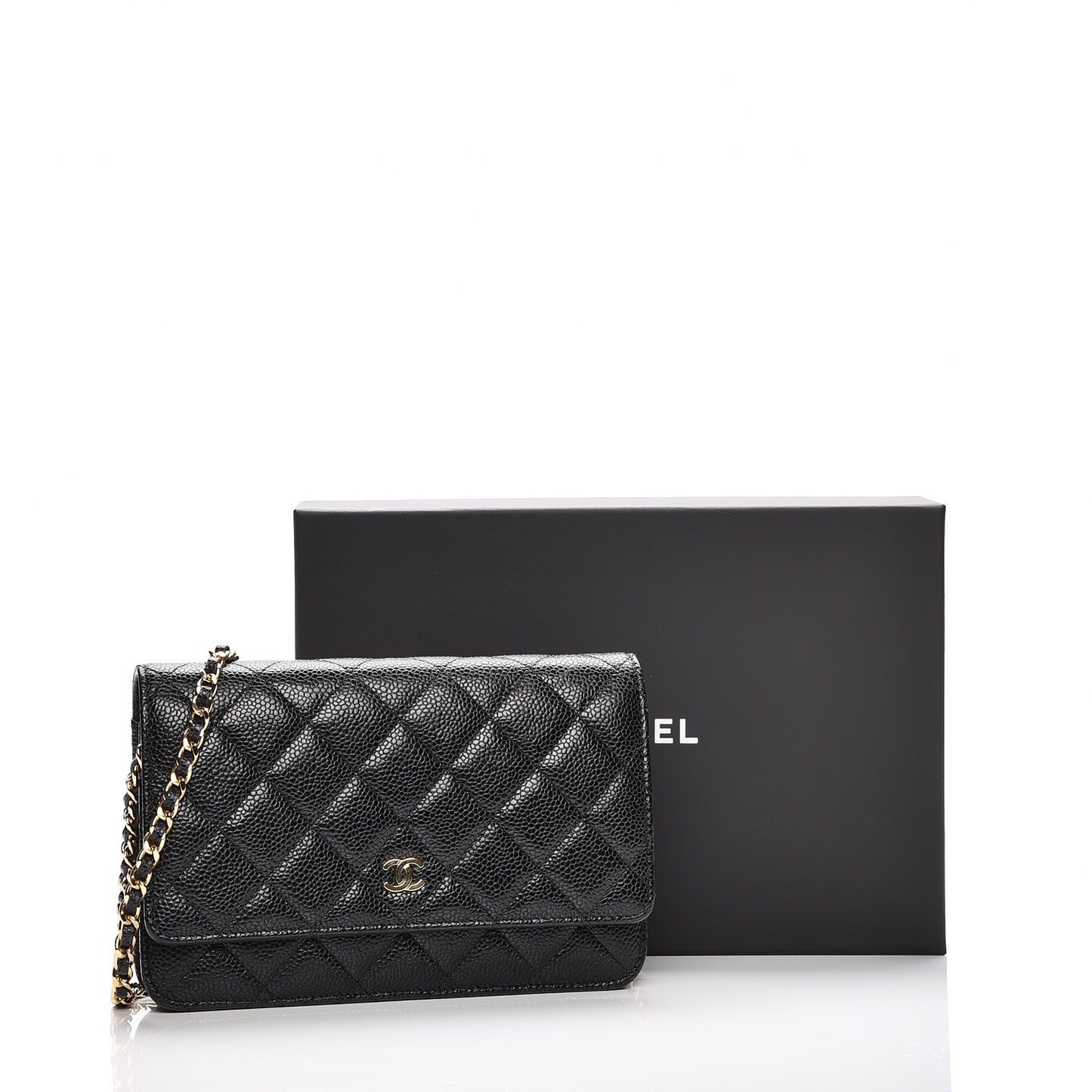 Caviar Quilted Wallet On Chain WOC Black