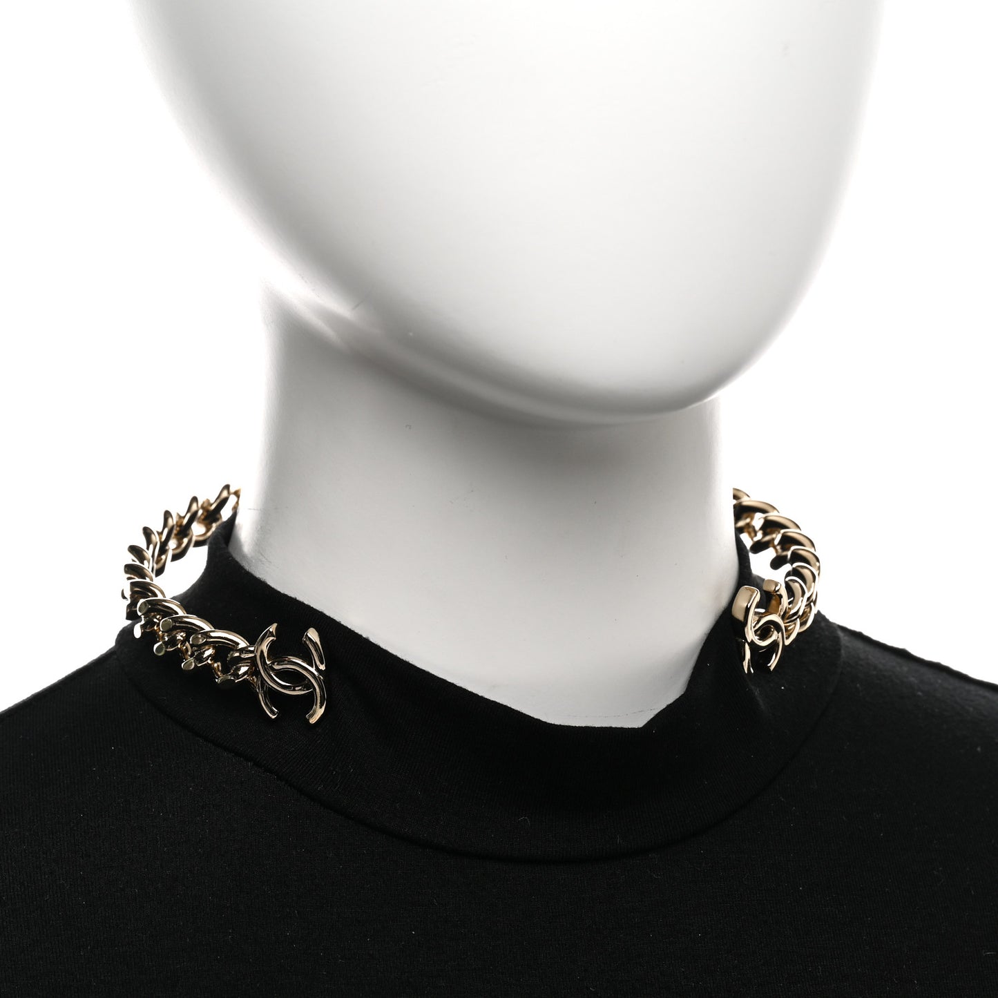 Metal CC Chain Link Choker Necklace S Gold