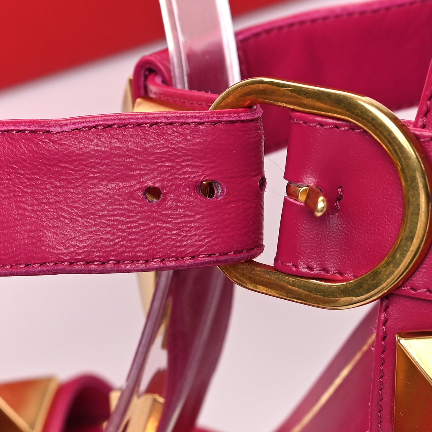 Calfskin Roman Stud T-Strap 90mm Sandals 38 Blossom