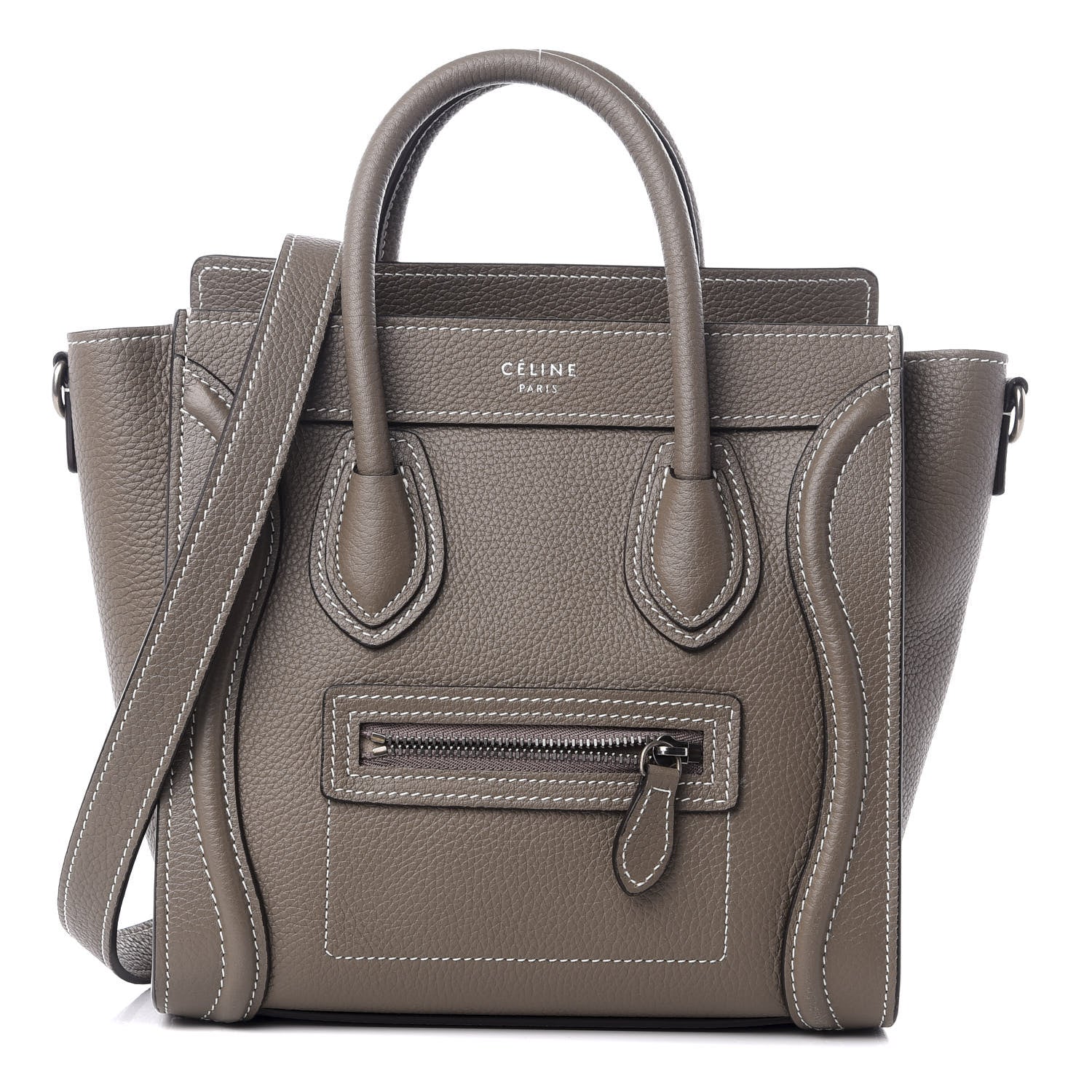 Celine Drummed Calfskin Nano Luggage Souris 1 of 8