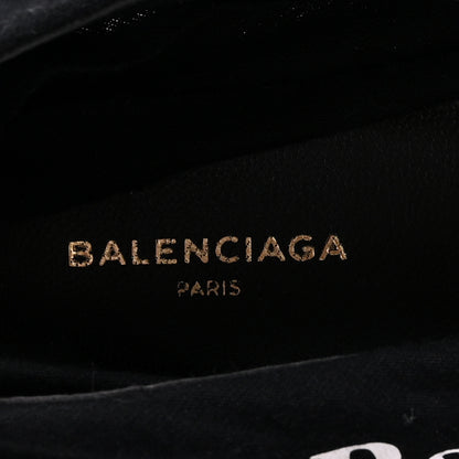 Balenciaga Jersey Crepe Political Campaign Logo Knife Pointed Slingback Flats 40 Black White Rouge 8 of 9