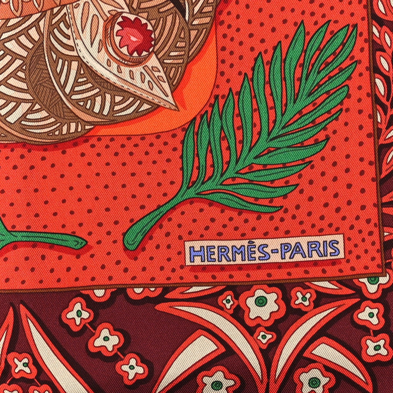 Hermes Silk Zenobie Reine De Palmyre Scarf 90 Orange Vert Bleu 2 of 3
