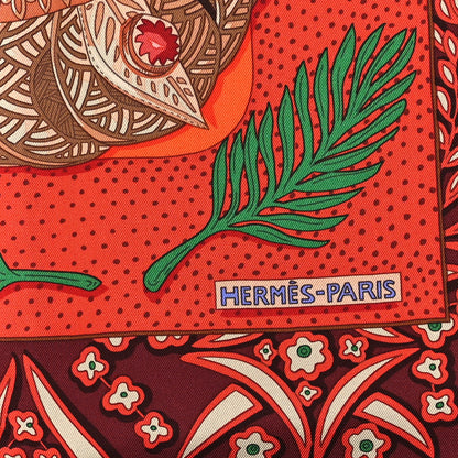 Hermes Silk Zenobie Reine De Palmyre Scarf 90 Orange Vert Bleu 2 of 3