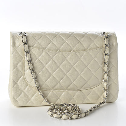 Chanel Pearly Caviar Quilted Jumbo Double Flap Dark White 2 of 9