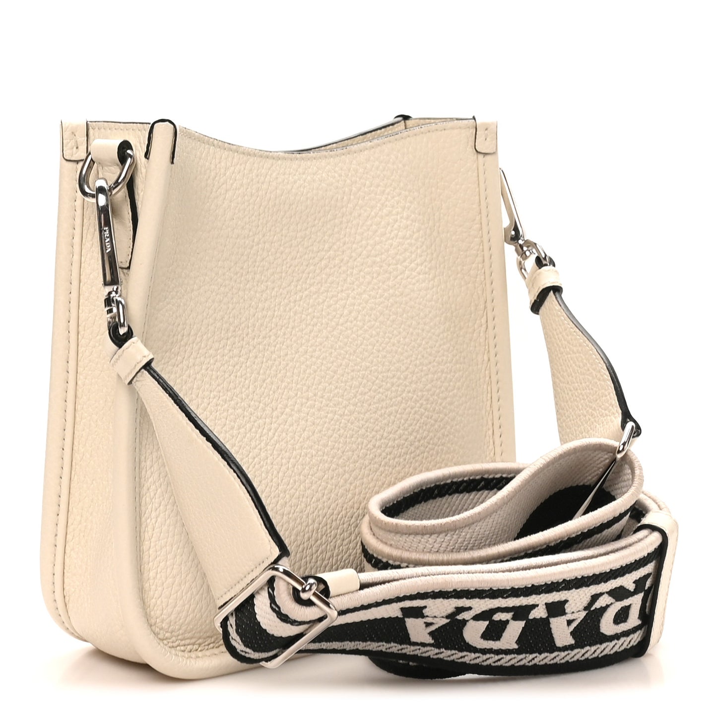 Vitello Daino Soft Mini Hobo Messenger Bag White