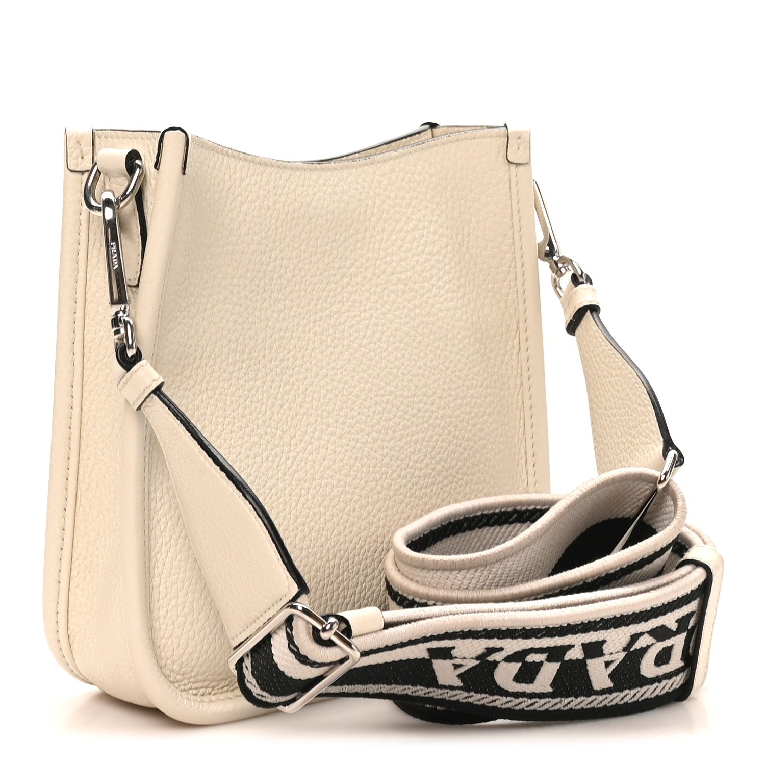 Prada Vitello Daino Soft Mini Hobo Messenger Bag White 3 of 9