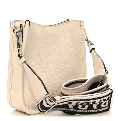 Prada Vitello Daino Soft Mini Hobo Messenger Bag White 3 of 9