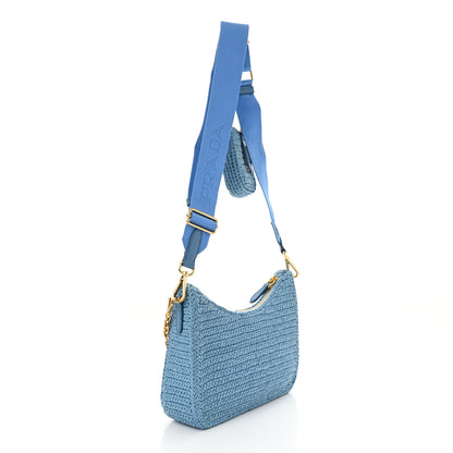 Prada Yarn Raffia Effect Crochet Re-Edition 2005 Shoulder Bag Celeste 3 of 11