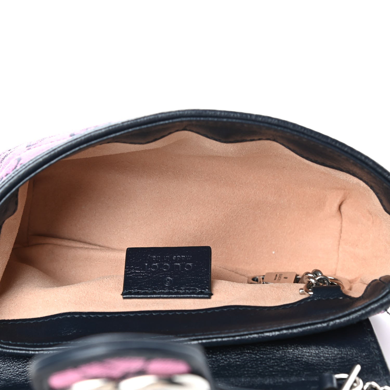 Gucci Monogram Multicolor Matelasse Diagonal Super Mini GG Marmont Shoulder Bag Pink Blue 4 of 4