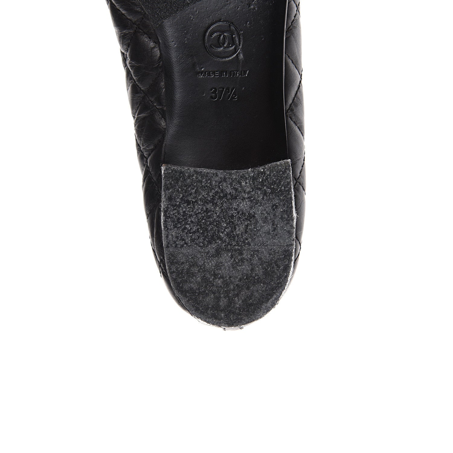 Chanel Aged Calfskin Quilted Cap Toe Ballerina Flats 37.5 Black 9 of 12