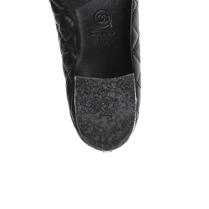 Chanel Aged Calfskin Quilted Cap Toe Ballerina Flats 37.5 Black 9 of 12