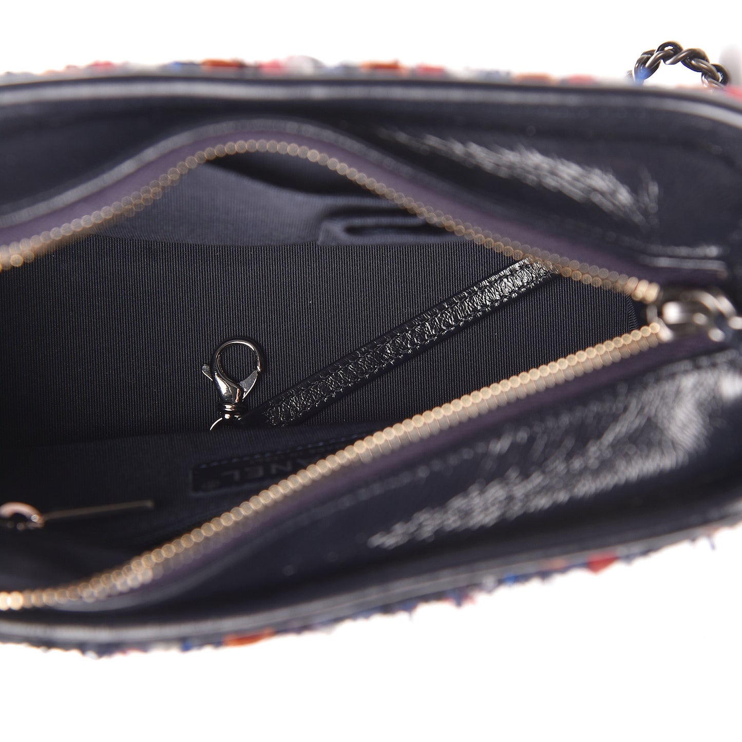 Tweed Calfskin Small Gabrielle Hobo Navy