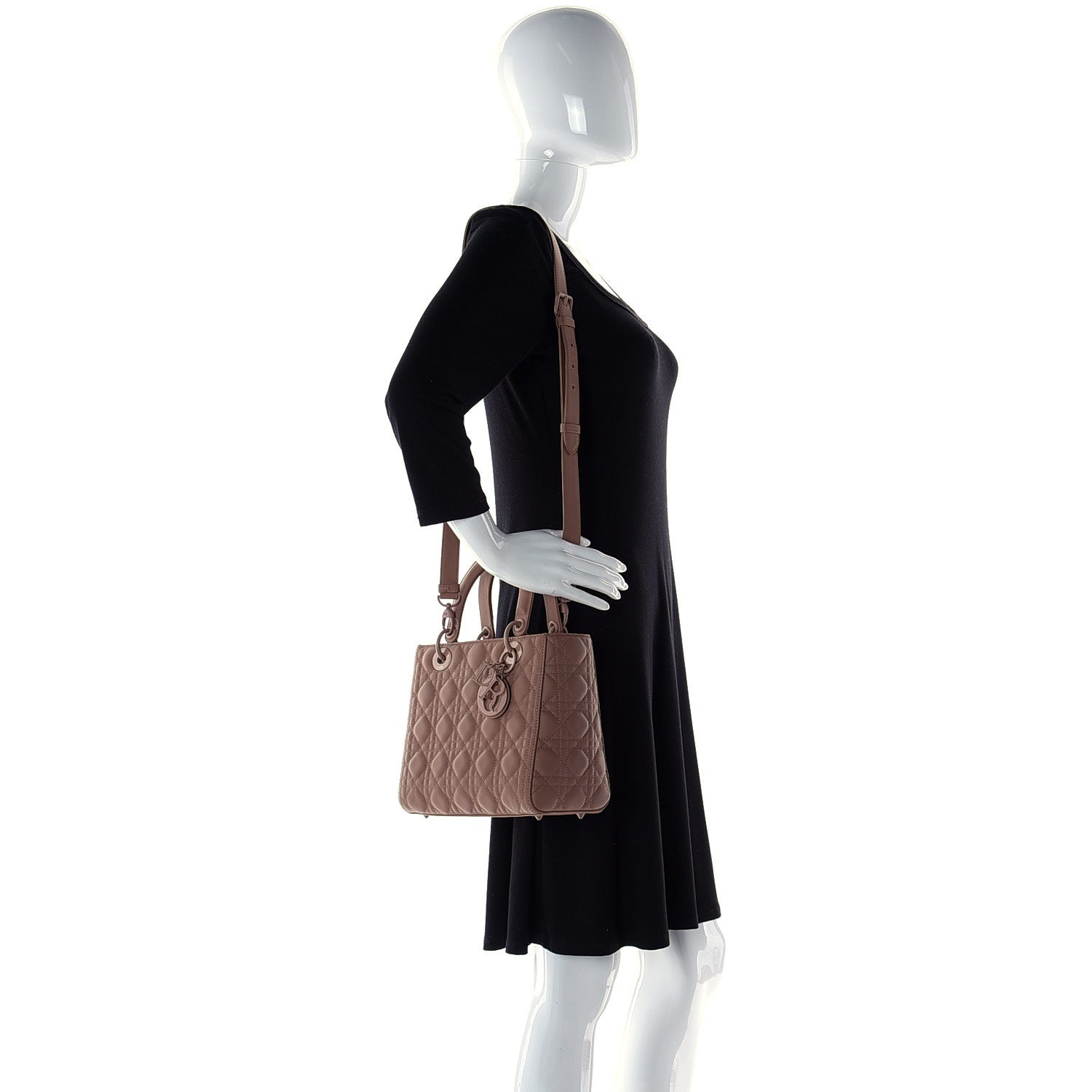 Christian Dior Ultra Matte Calfskin Cannage Medium Lady Dior Beige 4 of 13