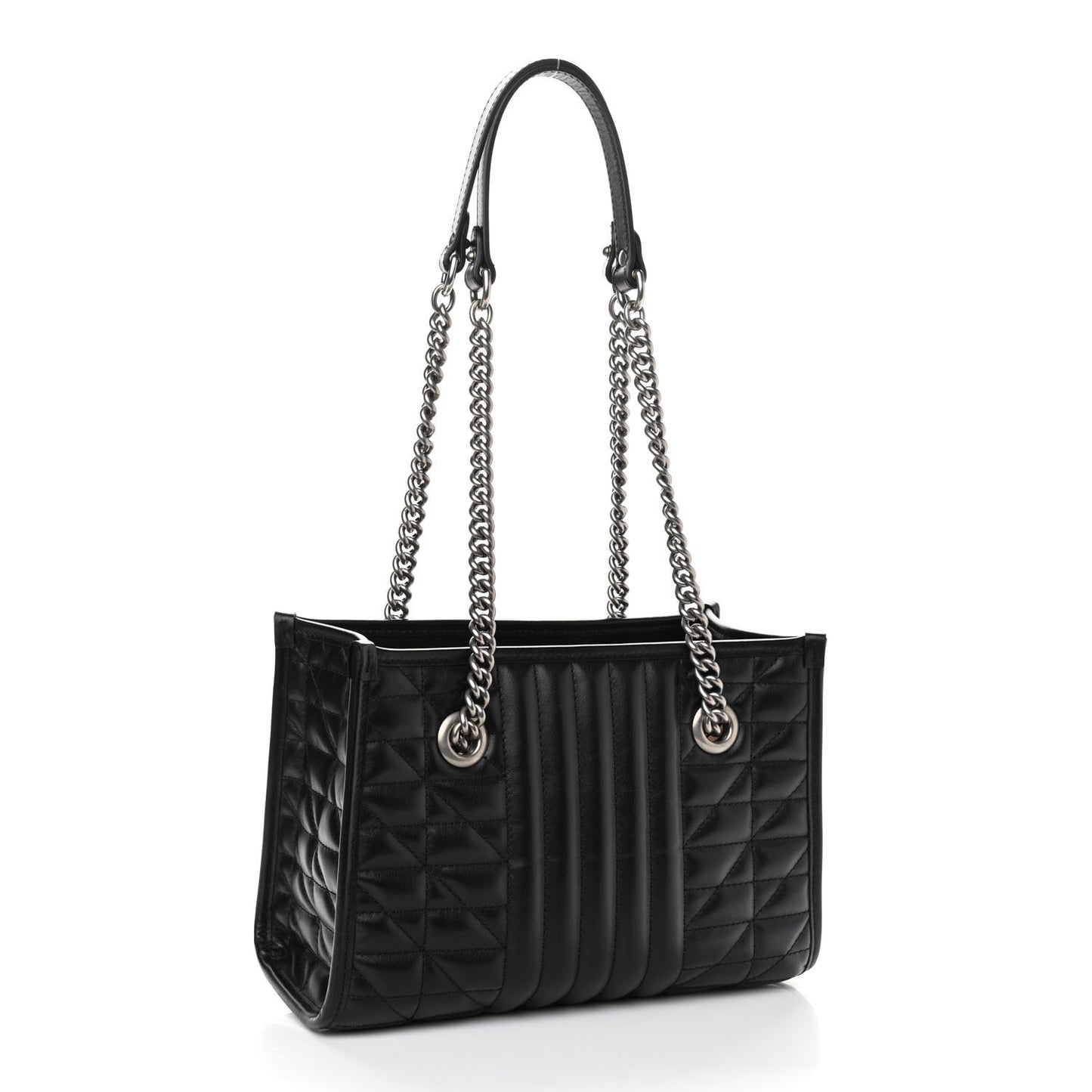 Calfskin Matelasse Aria Small GG Marmont Shoulder Tote Black