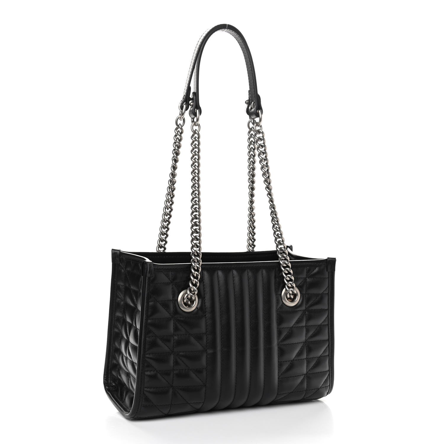 Gucci Calfskin Matelasse Aria Small GG Marmont Shoulder Tote Black 3 of 11