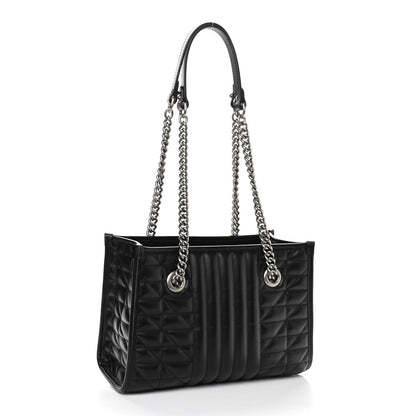 Gucci Calfskin Matelasse Aria Small GG Marmont Shoulder Tote Black 3 of 11